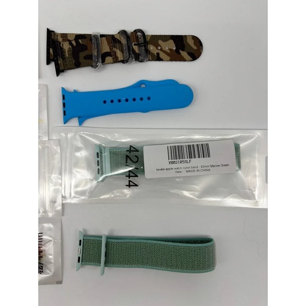 New Watch Bands 42/44mm Multicolor Nylon Silicone Camo Sport Lot 8pc